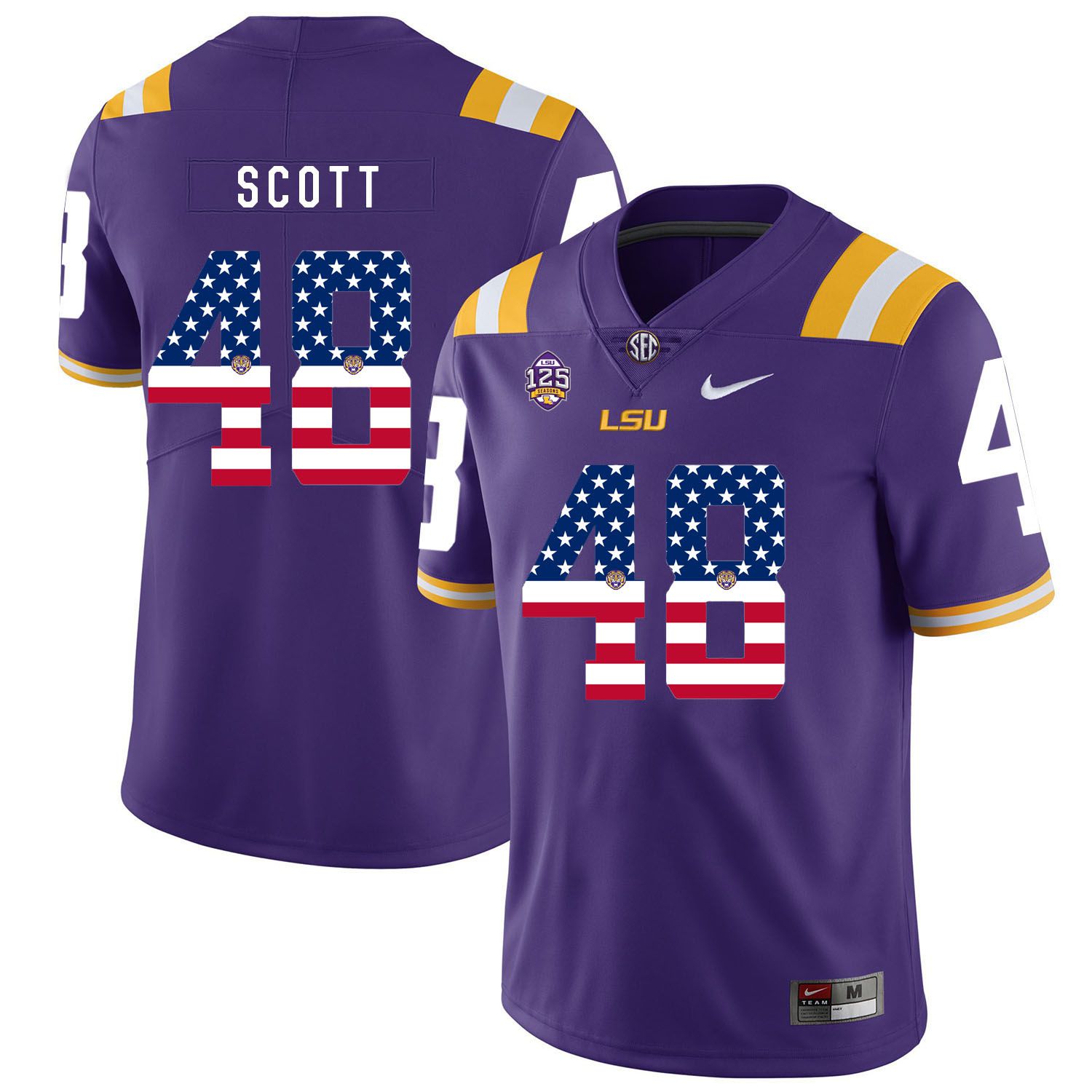 Men LSU Tigers #48 Scott Purple Flag Customized NCAA Jerseys->customized ncaa jersey->Custom Jersey